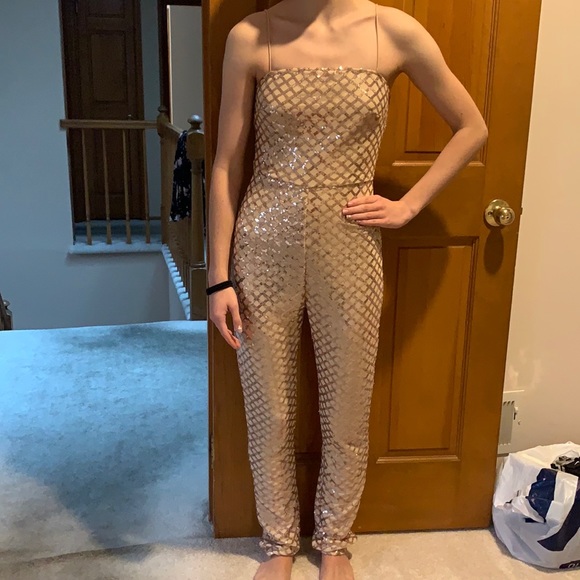PrettyLittleThing Pants - Gold sequin jumpsuit